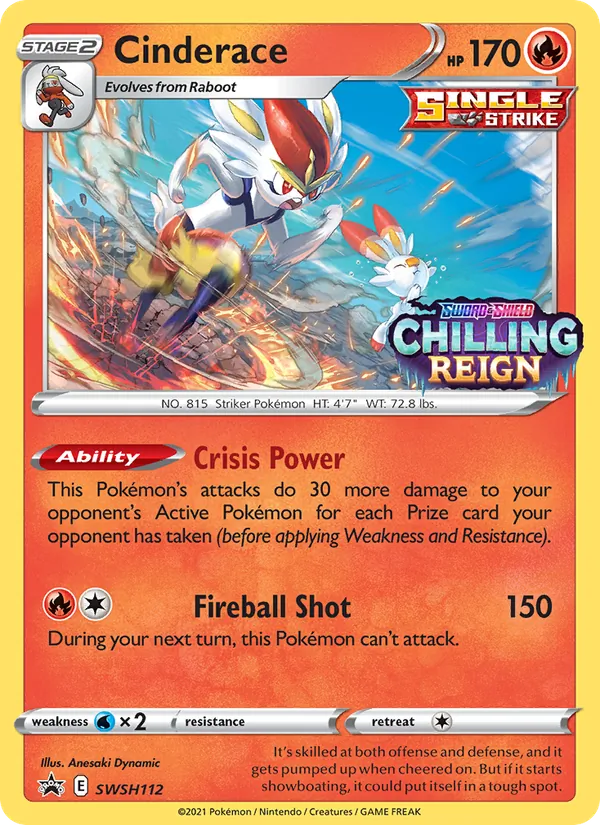 Carta Cinderace, número SWSH112/307 da coleção ESES Promos