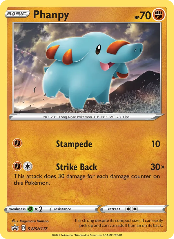 Carta Phanpy, número SWSH117/307 da coleção ESES Promos