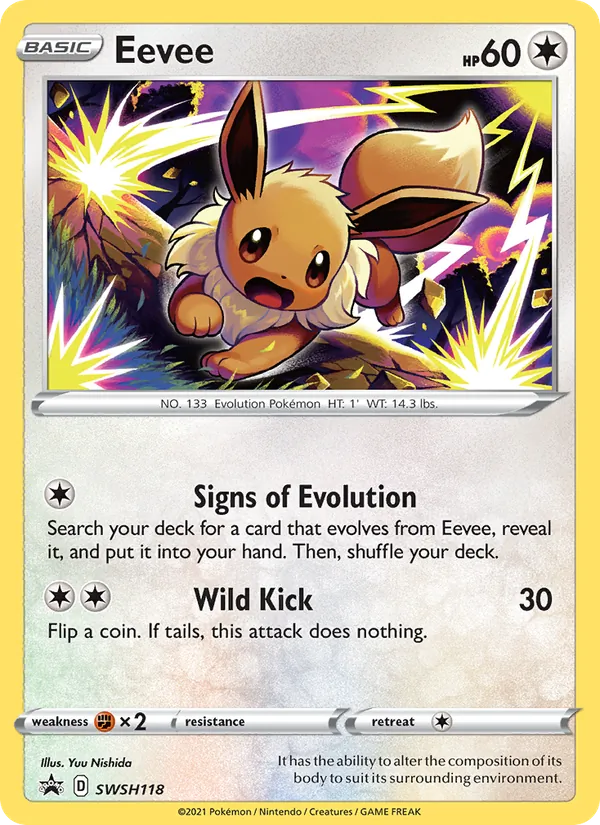 Carta Eevee, número SWSH118/307 da coleção ESES Promos