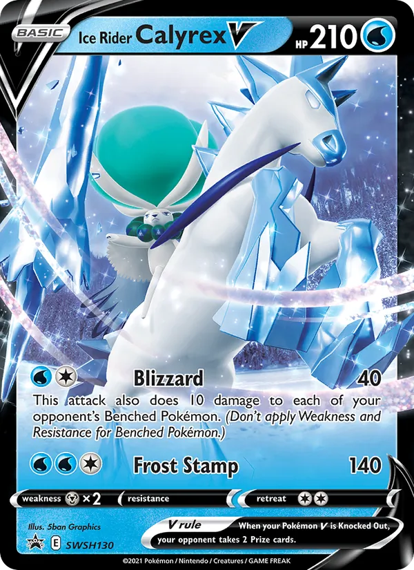 Carta Calyrex Cavaleiro Glacial V, número SWSH130/307 da coleção ESES Promos