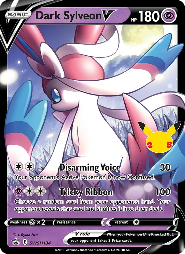 Carta Sylveon Sombrio V, número SWSH134/307 da coleção ESES Promos