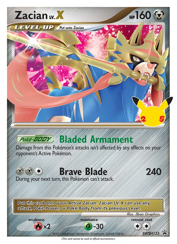 Carta Zacian, número SWSH135/307 da coleção ESES Promos