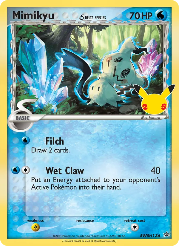 Carta Mimikyu, número SWSH136/307 da coleção ESES Promos