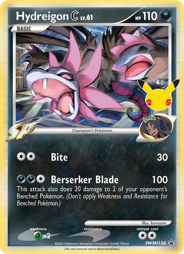 Carta Hydreigon C, número SWSH138/307 da coleção ESES Promos