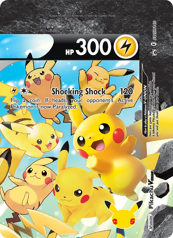 Carta Pikachu V-UNIÃO, número SWSH140/307 da coleção ESES Promos