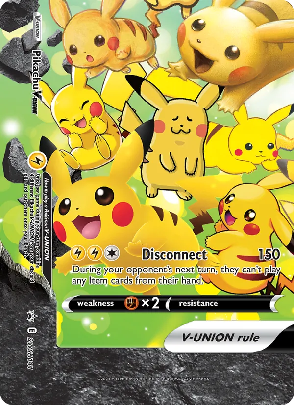 Carta Pikachu V-UNIÃO, número SWSH141/307 da coleção ESES Promos