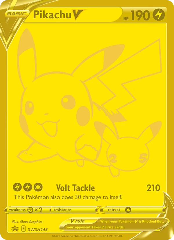 Carta Pikachu V, número SWSH145/307 da coleção ESES Promos