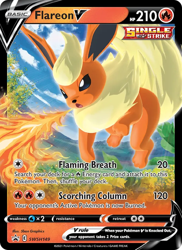 Carta Flareon V, número SWSH149/307 da coleção ESES Promos