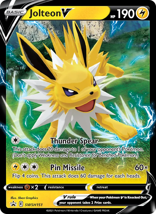 Carta Jolteon V, número SWSH151/307 da coleção ESES Promos