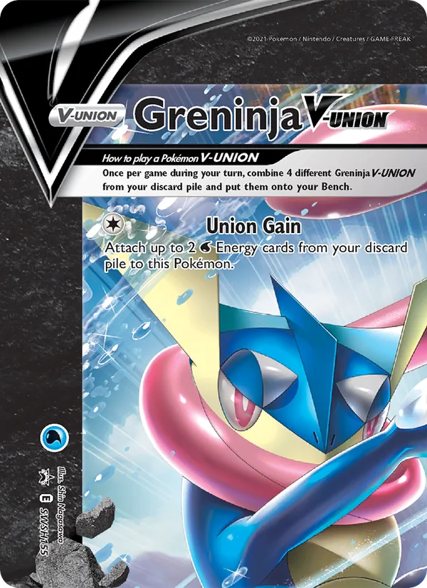 Carta Greninja V-UNIÃO, número SWSH155/307 da coleção ESES Promos