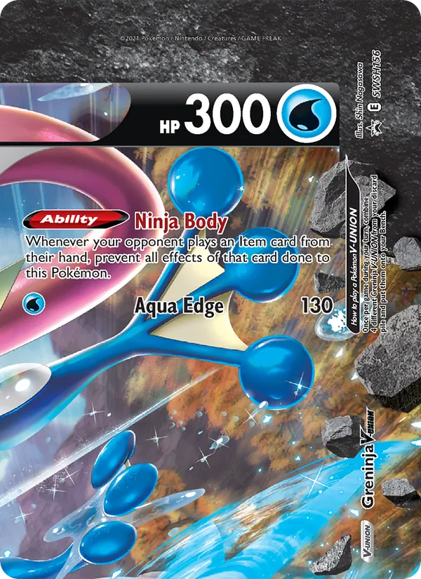 Carta Greninja V-UNIÃO, número SWSH156/307 da coleção ESES Promos