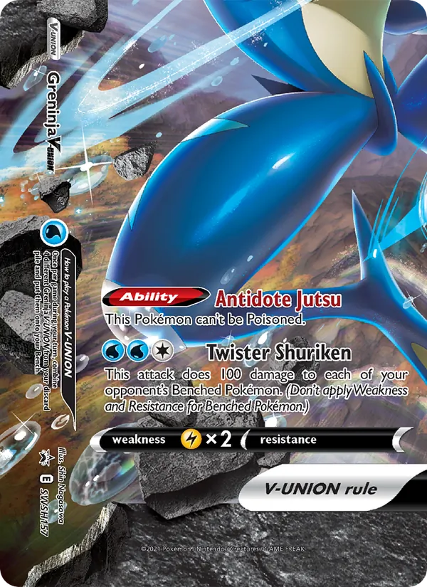 Carta Greninja V-UNIÃO, número SWSH157/307 da coleção ESES Promos