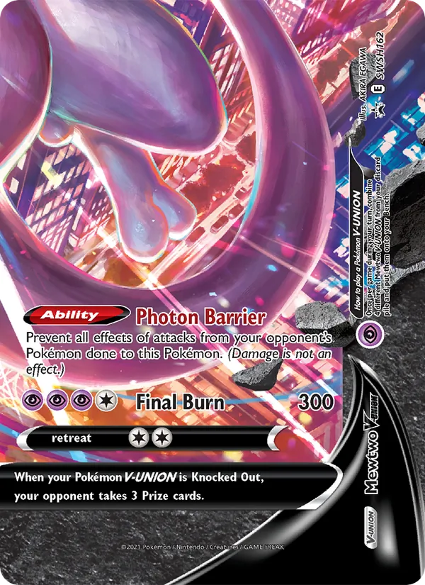 Carta Mewtwo V-UNIÃO, número SWSH162/307 da coleção ESES Promos