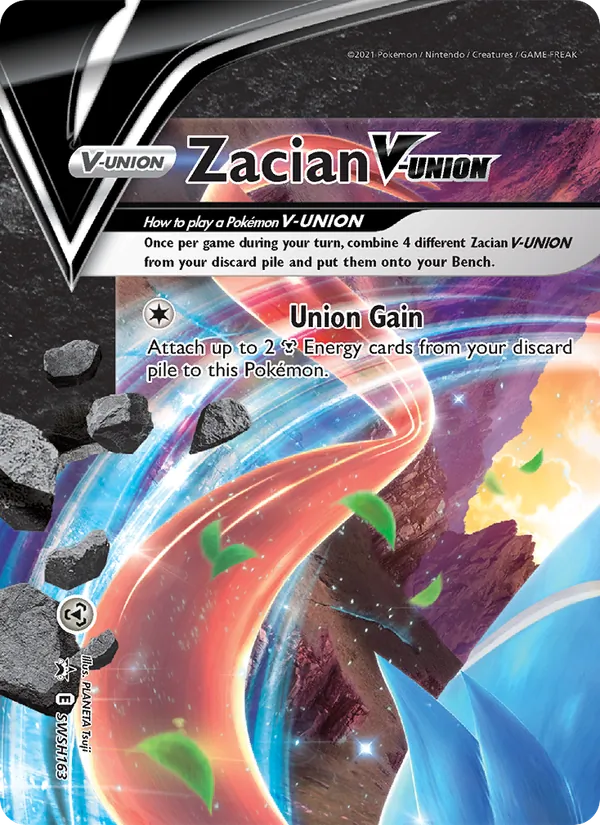 Carta Zacian V-UNIÃO, número SWSH163/307 da coleção ESES Promos