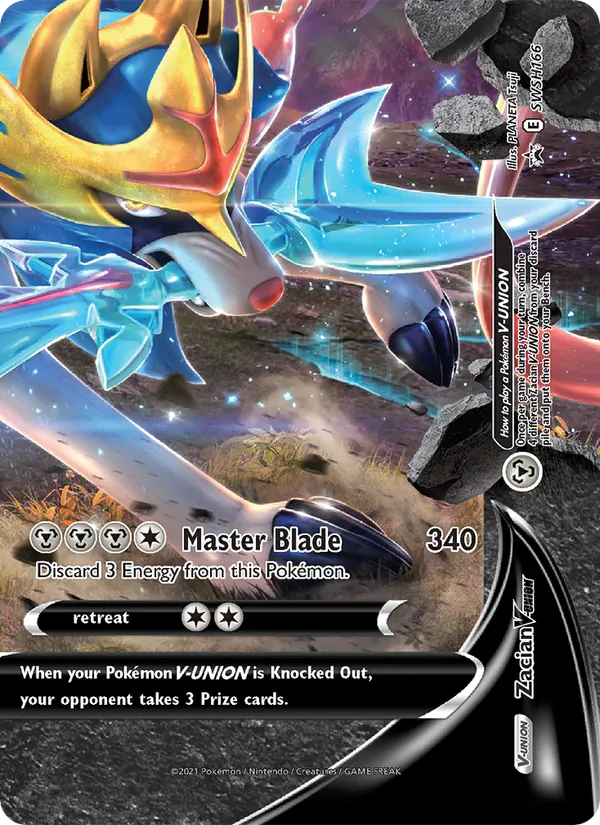 Carta Zacian V-UNIÃO, número SWSH166/307 da coleção ESES Promos