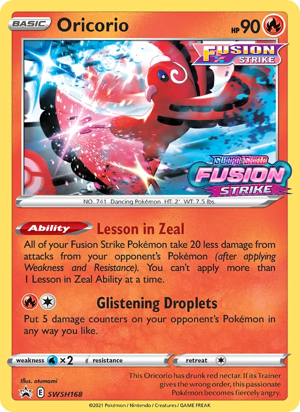 Carta Oricorio, número SWSH168/307 da coleção ESES Promos