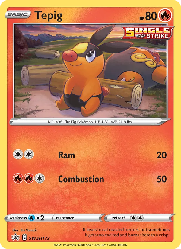 Carta Tepig, número SWSH172/307 da coleção ESES Promos