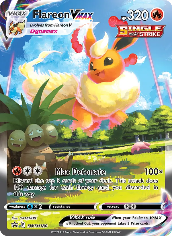 Carta Flareon VMAX, número SWSH180/307 da coleção ESES Promos