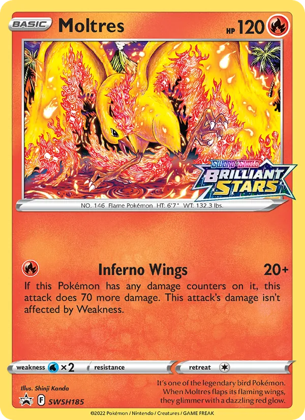Carta Moltres, número SWSH185/307 da coleção ESES Promos
