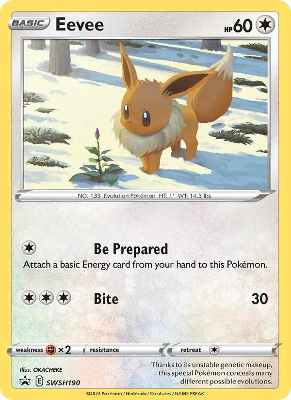 Carta Eevee, número SWSH190/307 da coleção ESES Promos