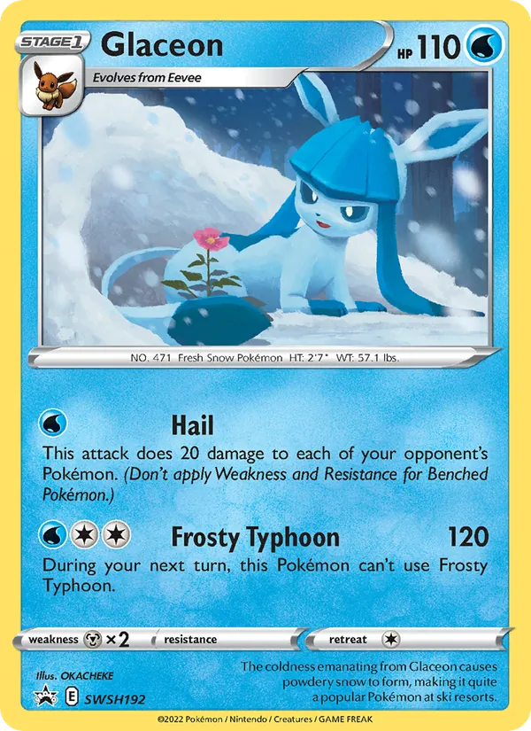 Carta Glaceon, número SWSH192/307 da coleção ESES Promos