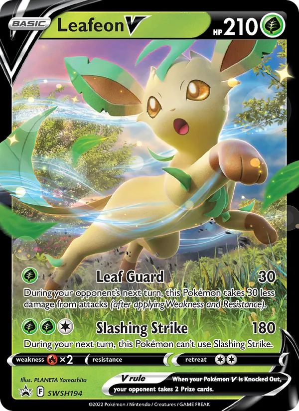 Carta Leafeon V, número SWSH194/307 da coleção ESES Promos