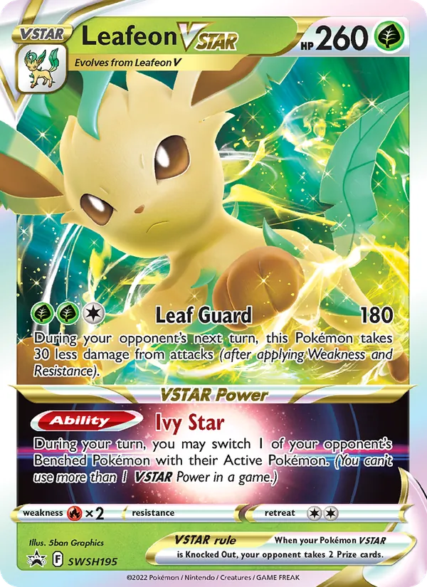 Carta Leafeon V-ASTRO, número SWSH195/307 da coleção ESES Promos