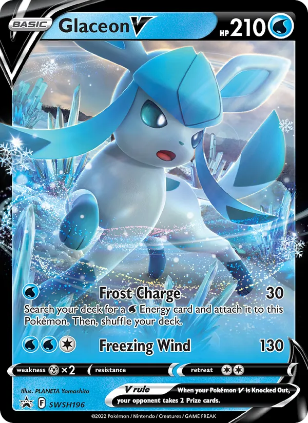 Carta Glaceon V, número SWSH196/307 da coleção ESES Promos