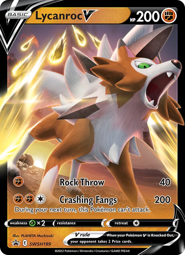 Carta Lycanroc V, número SWSH199/307 da coleção ESES Promos