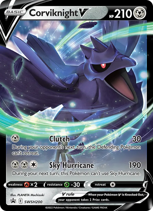 Carta Corviknight V, número SWSH200/307 da coleção ESES Promos