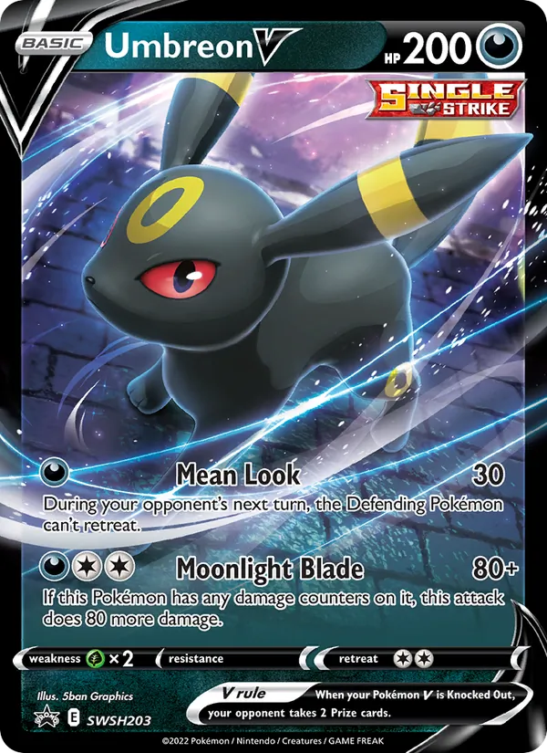 Carta Umbreon V, número SWSH203/307 da coleção ESES Promos