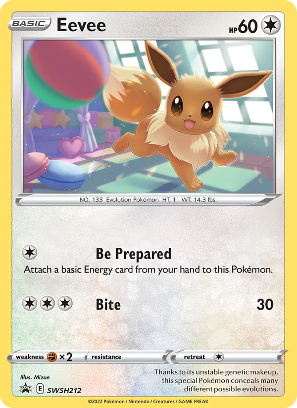 Carta Eevee, número SWSH212/307 da coleção ESES Promos
