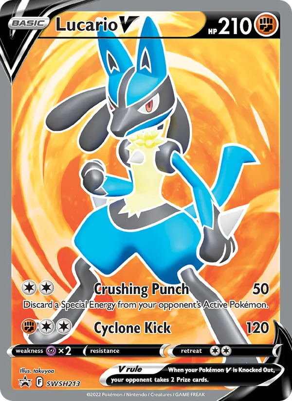 Carta Lucario V, número SWSH213/307 da coleção ESES Promos