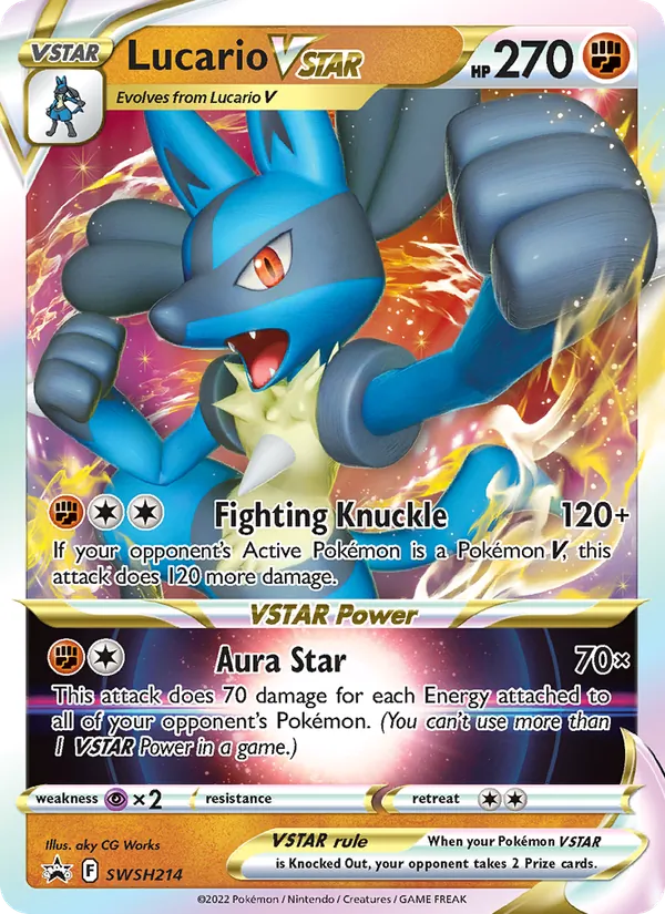 Carta Lucario V-ASTRO, número SWSH214/307 da coleção ESES Promos