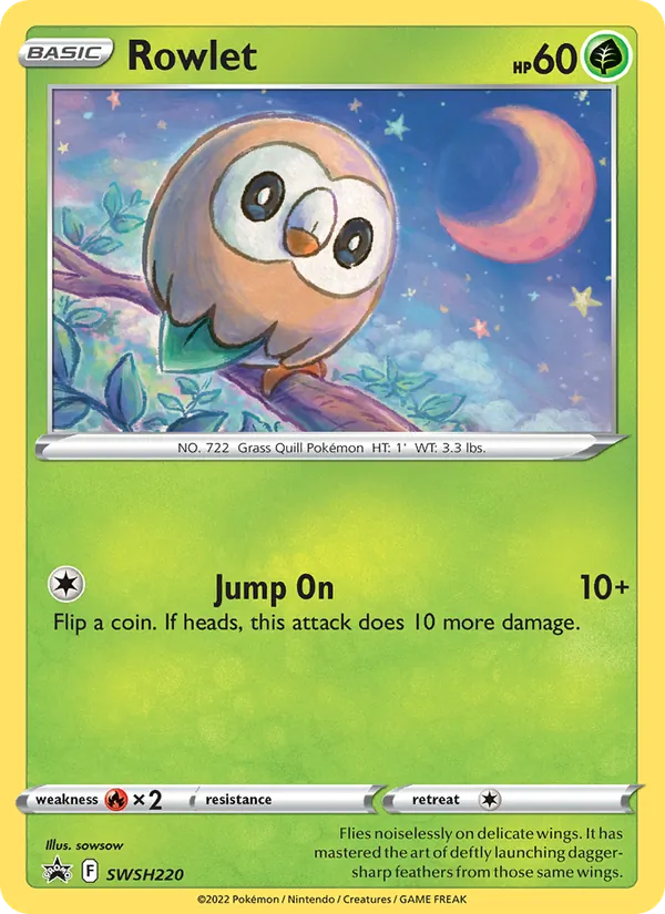 Carta Rowlet, número SWSH220/307 da coleção ESES Promos