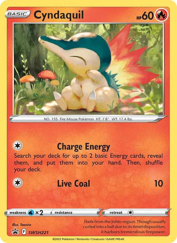 Carta Cyndaquil, número SWSH221/307 da coleção ESES Promos