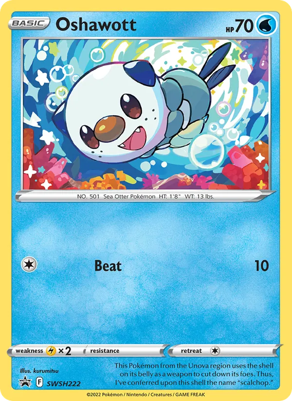 Carta Oshawott, número SWSH222/307 da coleção ESES Promos