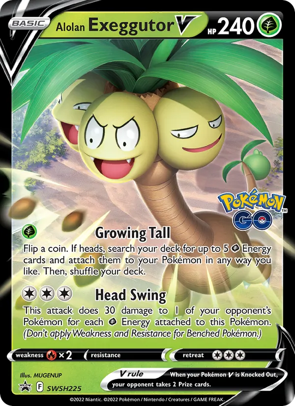 Carta Exeggutor de Alola V, número SWSH225/307 da coleção ESES Promos