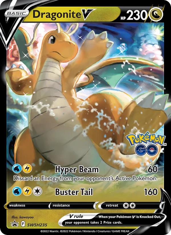Carta Dragonite V, número SWSH235/307 da coleção ESES Promos