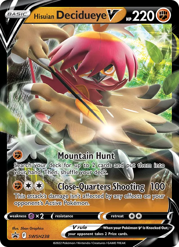 Carta Decidueye de Hisui V, número SWSH238/307 da coleção ESES Promos