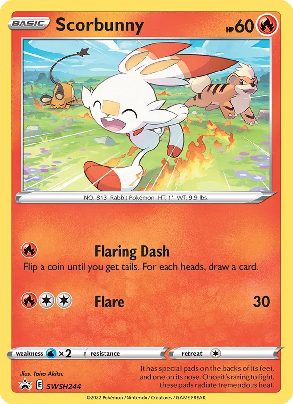 Carta Scorbunny, número SWSH244/307 da coleção ESES Promos