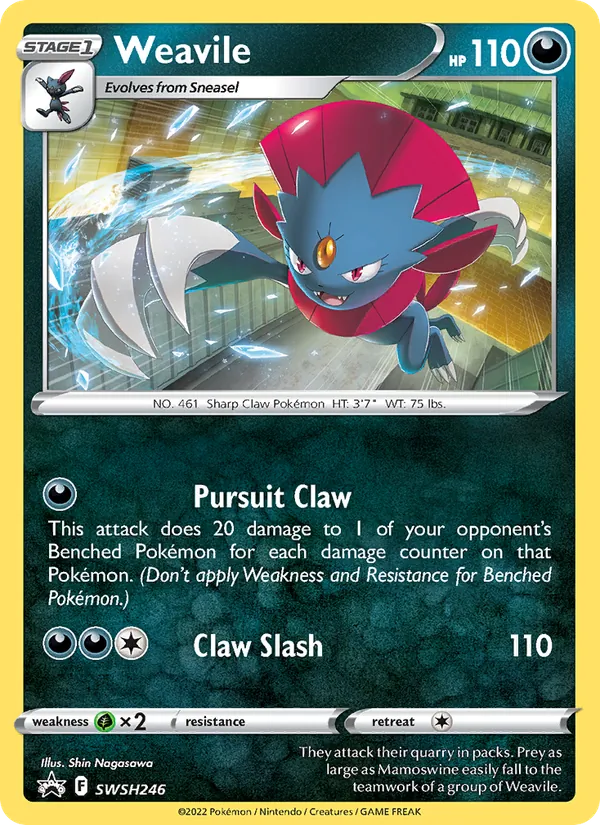 Carta Weavile, número SWSH246/307 da coleção ESES Promos