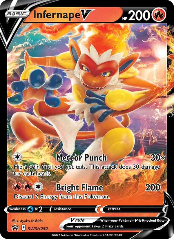 Carta Infernape V, número SWSH252/307 da coleção ESES Promos