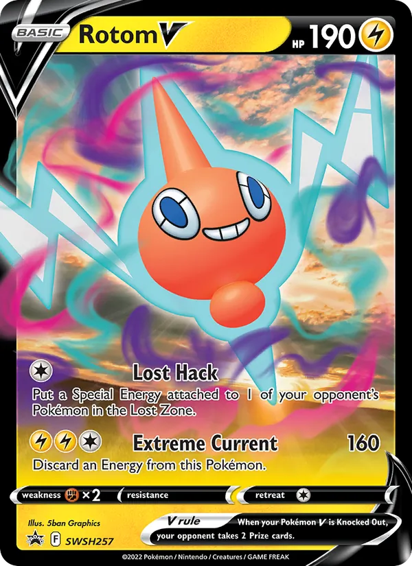 Carta Rotom V, número SWSH257/307 da coleção ESES Promos