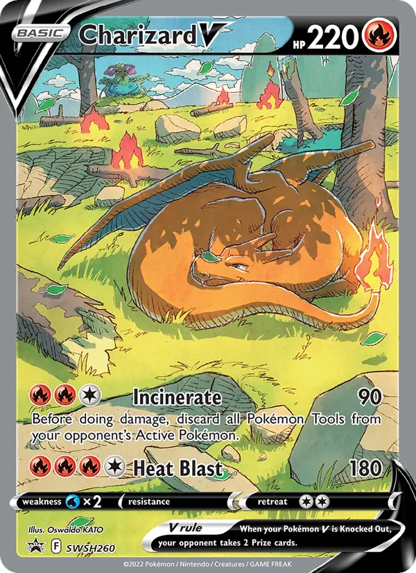 Carta Charizard V, número SWSH260/307 da coleção ESES Promos