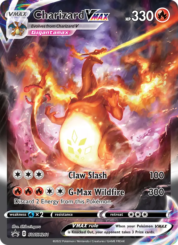 Carta Charizard VMAX, número SWSH261/307 da coleção ESES Promos