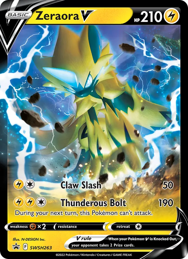 Carta Zeraora V, número SWSH263/307 da coleção ESES Promos