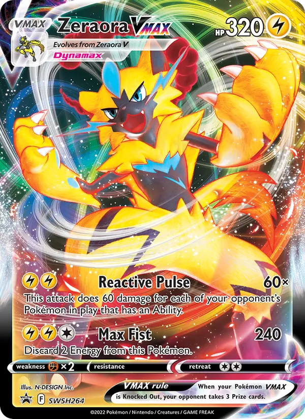 Carta Zeraora VMAX, número SWSH264/307 da coleção ESES Promos