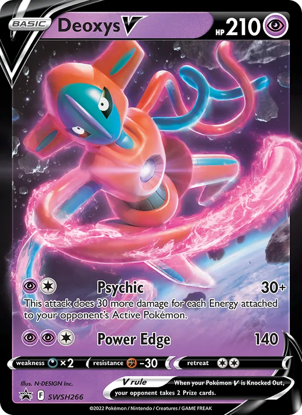 Carta Deoxys V, número SWSH266/307 da coleção ESES Promos