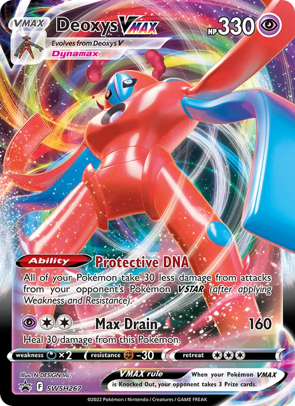 Carta Deoxys VMAX, número SWSH267/307 da coleção ESES Promos